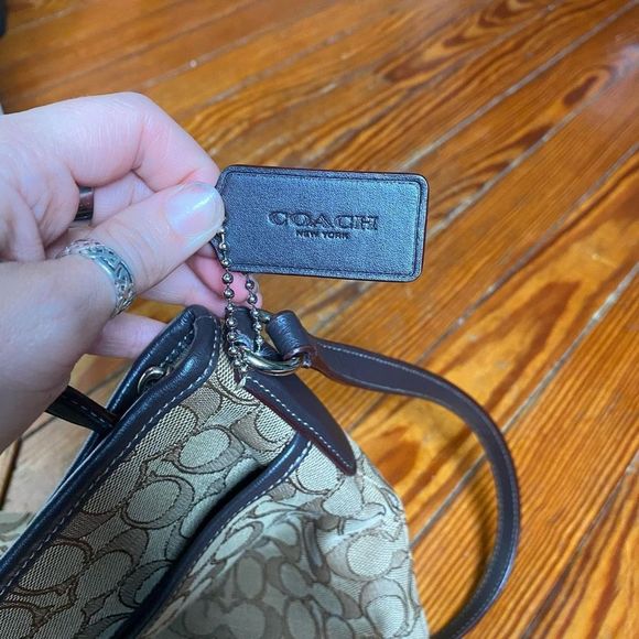 Coach Crossbody Beige/Brown Signature Canvas Leather File Messenger Bag, MP $469 - Picture 5 of 12